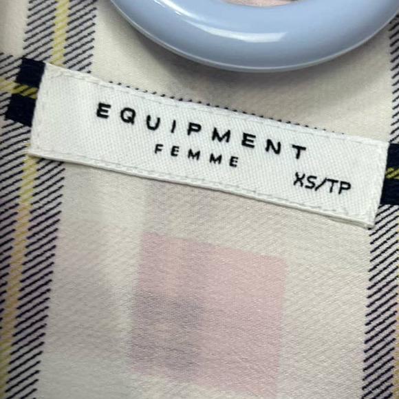 Equipment White Light Pink Grid Plaid Brett Silk Button Down Blouse Size XS - Picture 3 of 6